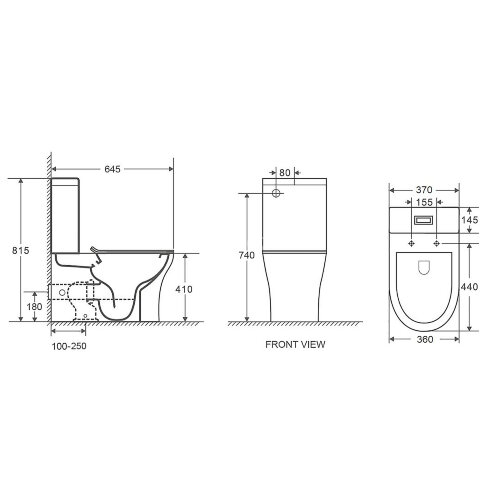 Унитаз-компакт AZARIO Ambra 645x370x815 напольный, безободковый, в комплекте сиденьем микролифт (AZ-