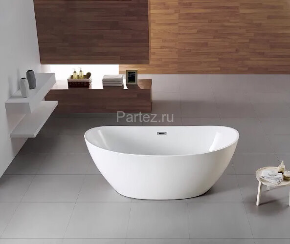 Ванна акриловая Azario GLASGOW 1700х800х665, свободностоящая, в комплекте с сифоном и металлической