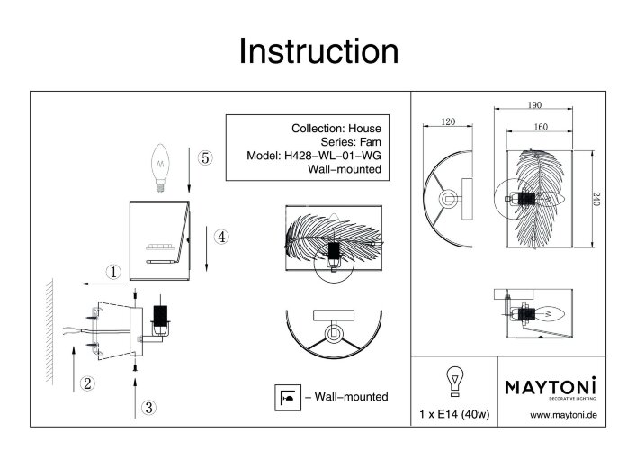 Бра Maytoni H428-WL-01-WG