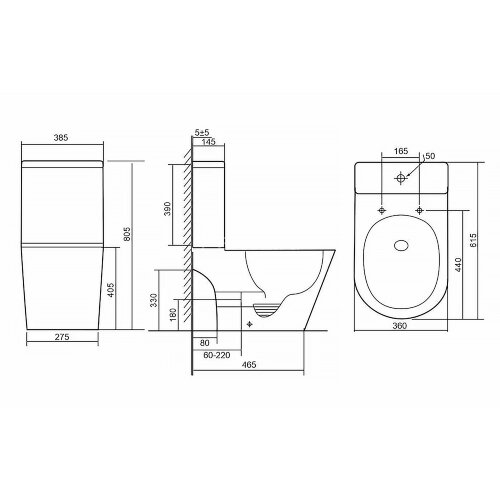 Унитаз-компакт Azario Berton 385х615х805 напольный, безободковый, слив "Торнадо", с быстросъемным си