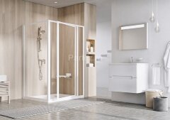 Неподвижная душевая стенка Ravak Supernova PSS-90, профиль белый, цвет стекла &quot;Водная зябь&quot;