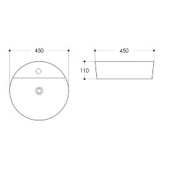Раковина накладная Azario 450х450х110 круглая, белый глянец (AZ-3220)