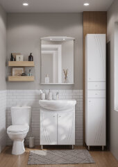 Зеркало AQUATON МИНИМА 65 подсветкой, с полкой, белый (1A000502MN010)