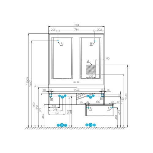 Зеркало AQUATON Сакура 120 с двумя зонами подсветки (1A249702SKW80)