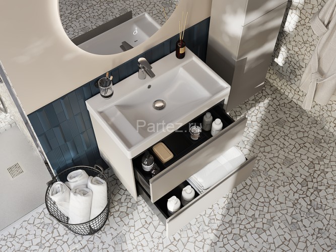 Тумба под раковину Roca Ona 800 подвесная, 2 ящика, бежево-серый матовый (A857630510)