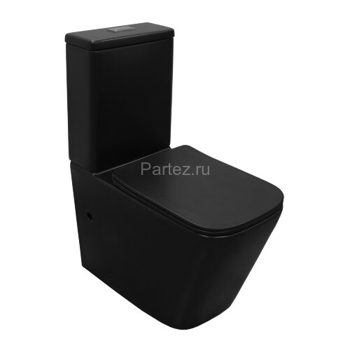 Унитаз-компакт Azario Black King 370х640х810 безободковый, с быстросъемным сиденьем микролифт, черны