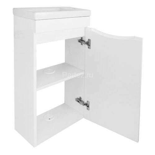 Комплект тумба подвесная Loranto Алина - 40 400х220х730 с раковиной Миранда 40 правая, белый (CS0008
