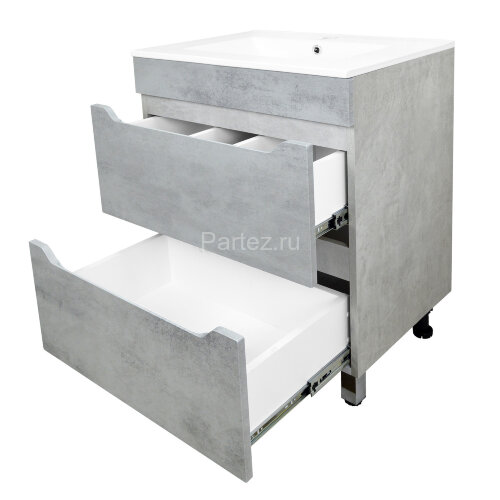 Комплект тумба Loranto Florena 60 600х470х810 напольная, с раковиной Azario Leon, светлый бетон (CS0