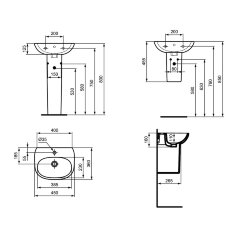 Раковина Ideal Standard TESI для рук 45, тонкий бортик, белая (T352401)