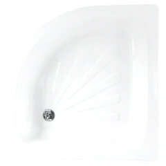 Поддон Loranto стальной, полукруглый 80х80х15 толщина стали 0,9 мм, отверстие для слива 5 см, белый (LG800C)