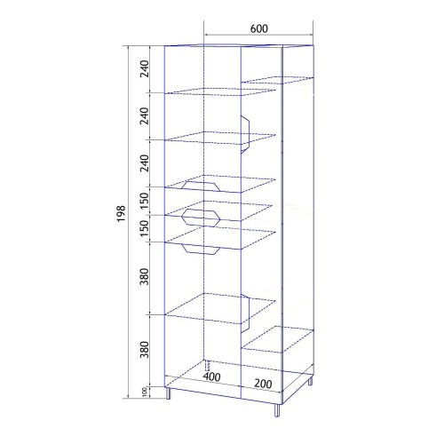 Пенал Loranto Стиль 60, 600х1970х330, белый (CS00024677)