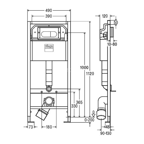 Сет для унитаза Viega Prevista Dry Visign for Life 6, с белой кнопкой