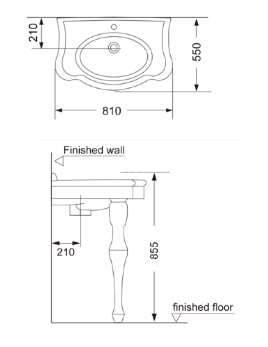 Раковина на двух фигурных ножках Creo Ceramique ORLEANS 810х550х855, белая