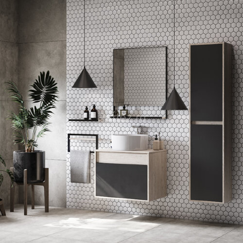 Пенал подвесной AQUATON Урбан 37 см, дуб орегон/серый графит (1A248103LQX60)