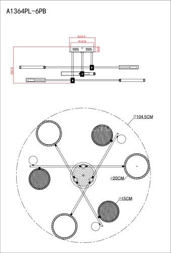 Потолочная люстра Arte Lamp A1364PL-6PB