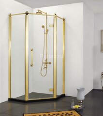 Душевое ограждение Azario ONTARIO 1000х1000х2000 без поддона, прозрачное стекло 8 мм, цвет профиля золото (AZ-NBB3231 1000 GOLD)