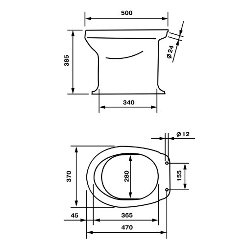 Унитаз Дачный в комплекте Стандарт 37х50х38,5 белый (46901100002)