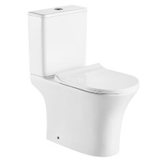 Унитаз-компакт AZARIO FRETTA ROUND 650x340x790 напольный, безободковый, в комплекте с бачком и сиден