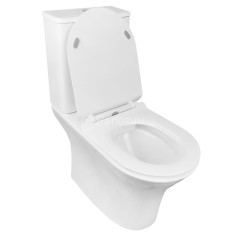 Унитаз-компакт AZARIO FRETTA ROUND 650x340x790 напольный, безободковый, в комплекте с бачком и сиден