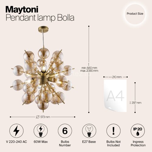 Подвесная люстра Maytoni MOD133PL-06BS