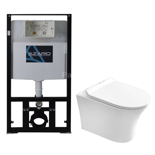 Сет AZARIO инсталляция + унитаз Fretta Round подвесной, с быстросъемным сиденьем микролифт (AZ-8010-