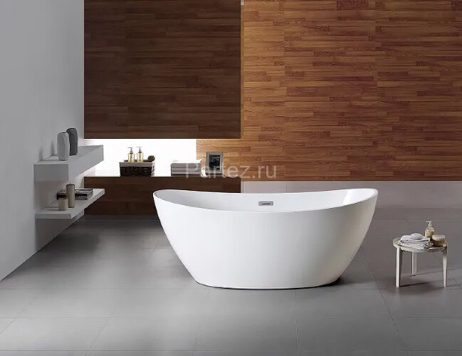 Ванна акриловая Azario GLASGOW 1800х800х665, свободностоящая, в комплекте с сифоном и металлической