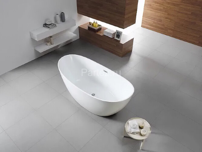 Ванна акриловая Azario GLASGOW 1800х800х665, свободностоящая, в комплекте с сифоном и металлической