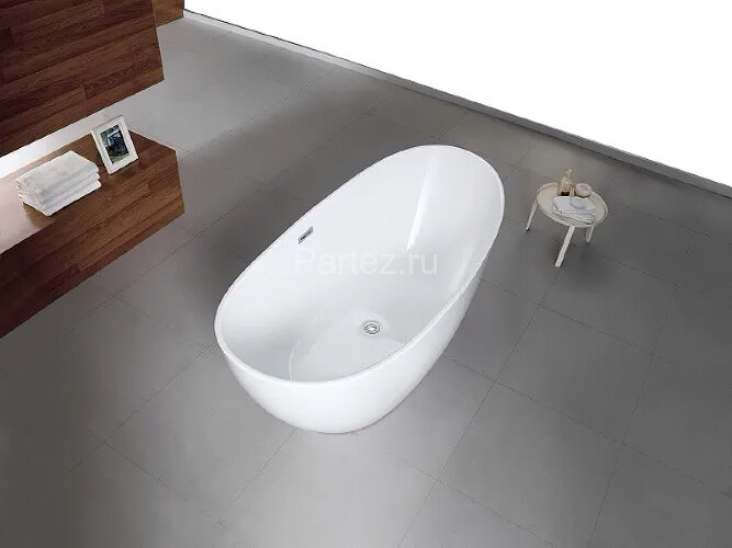 Ванна акриловая Azario GLASGOW 1800х800х665, свободностоящая, в комплекте с сифоном и металлической