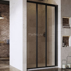 Душевая дверь Ravak раздвижная 131х198, толщина полотна 3мм универсальная, цвет профиля черный