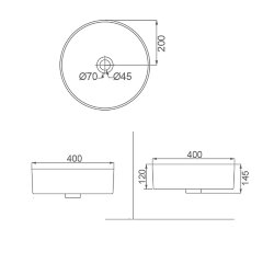 Раковина-чаша Creo Ceramique 400х400х120 накладная, круглая, керамика, белый глянцевый (PU3100)