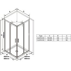 Душевой уголок Ravak Blix Slim 80x80 BLSRV2-80 профиль хром, стекло прозрачное
