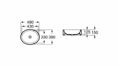 Раковина Roca FUEGO 490х390х150 мм накладная, белая (7.3272.2.E00.0)
