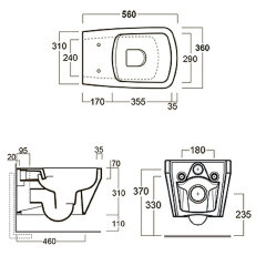Унитаз подвесной Simas Baden Baden 360х560х310 безободковый, с креплением F85, цвет белый (BB18bi)