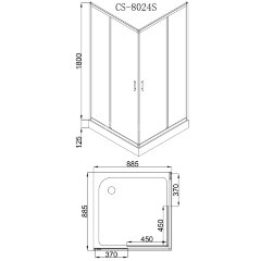 Душевое ограждение Loranto 90х90х195, поддон 13 см (CS-8024S)