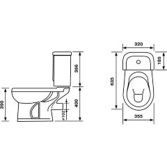 Унитаз-компакт Ирида Стандарт горизонтальный выпуск, с сиденьем, красный (40360110402)