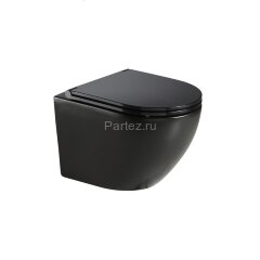 Унитаз подвесной Azario Grado 490х370х360 безободковый с сиденьем микролифт, черный матовый (AZ-0046