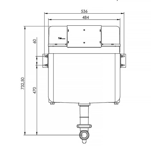 Бачок скрытого монтажа AZARIO 536х185х732 для приставного унитаза (AZ-8030-1001)