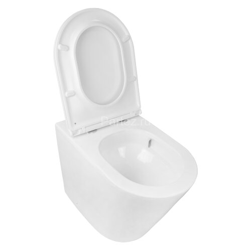 Унитаз приставной Azario 580х360х430 безободковый, быстросъемное сиденье микролифт, с системой смыва