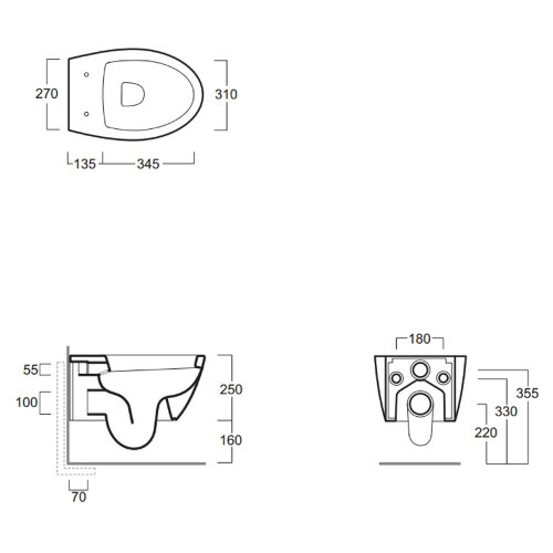 Унитаз подвесной Simas Lft Spazio 350х520х390 безободковый, с креплением F85, цвет белый (LFT18bi)