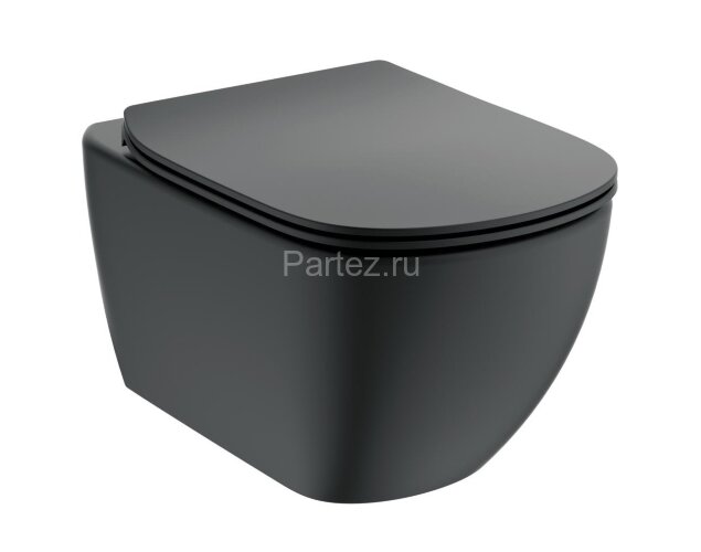 Промо-комплект: Унитаз с инсталляцией Ideal Standard Tesi с сиденьем Микролифт, черный шелк (T3868V1