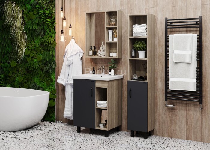 Пенал напольный OnikaТимбер 30.01 Серый мат./Дуб сонома (403067)