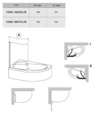 Шторка для ванны распашная Ravak CVSK1 85х150 цвет профиля хром (7QLM0C00Y1)