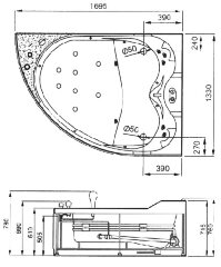 Акриловая ванна Gemy G9086 O R