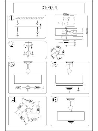 Потолочная люстра Newport 3109/PL B/C