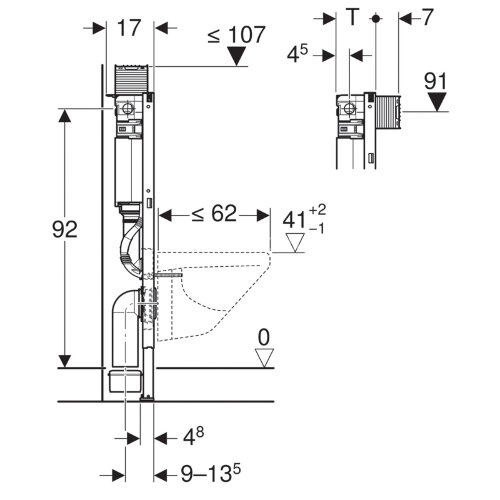 Инсталляция Geberit Duofix для подвесного унитаза, 98 см, со смывным бачком скрытого монтажа Omega 1
