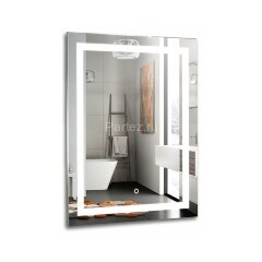 Зеркало AZARIO РИГА-3 600х800 c подсветкой и диммером, сенсорный выключатель + подогрев + часы (ФР-0