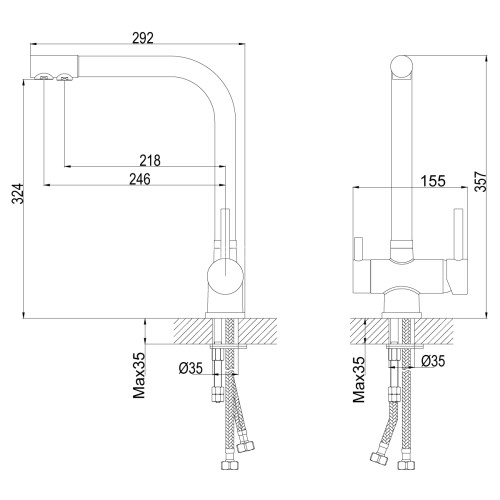 Смеситель Rossinka Z40-25 для кухни с подключением к фильтру с питьевой водой