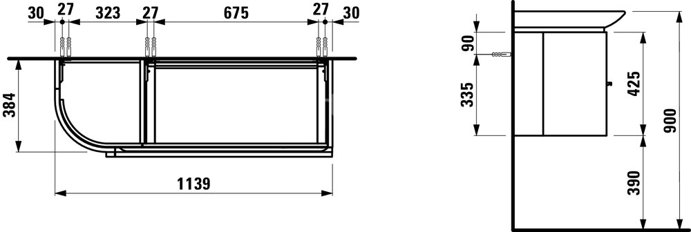 Шкафчик Laufen Case for Palace 1140х375 , белый матовый
