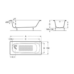 Ванна чугунная Roca CONTINENTAL 140х70