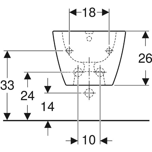 Биде подвесное Geberit Smyle Square без крышки, белый (500.209.01.1)